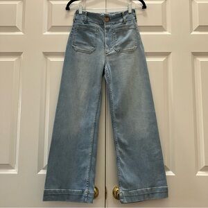 Maeve Colette High Rise Wide Leg Jeans Light Palms Wash Denim size 24 25